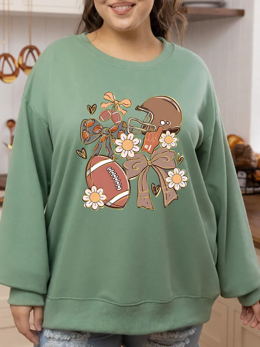 Vintage Football Coquette Oversize Graphic Sweatshirt