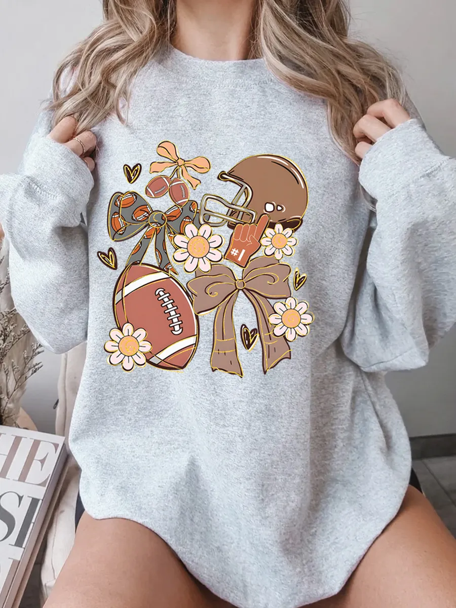 Vintage Football Coquette Oversize Graphic Sweatshirt