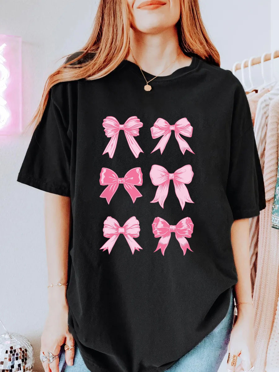 Vintage Pink Bow Oversize Graphic Tee