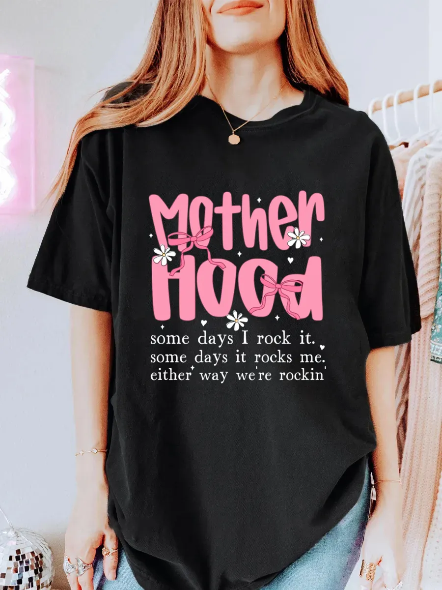 Vintage Motherhood Coquette Bow Checker Oversize Graphic Tee