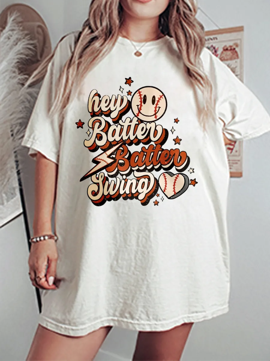 Vintage Batter Swing Oversize Graphic Tee