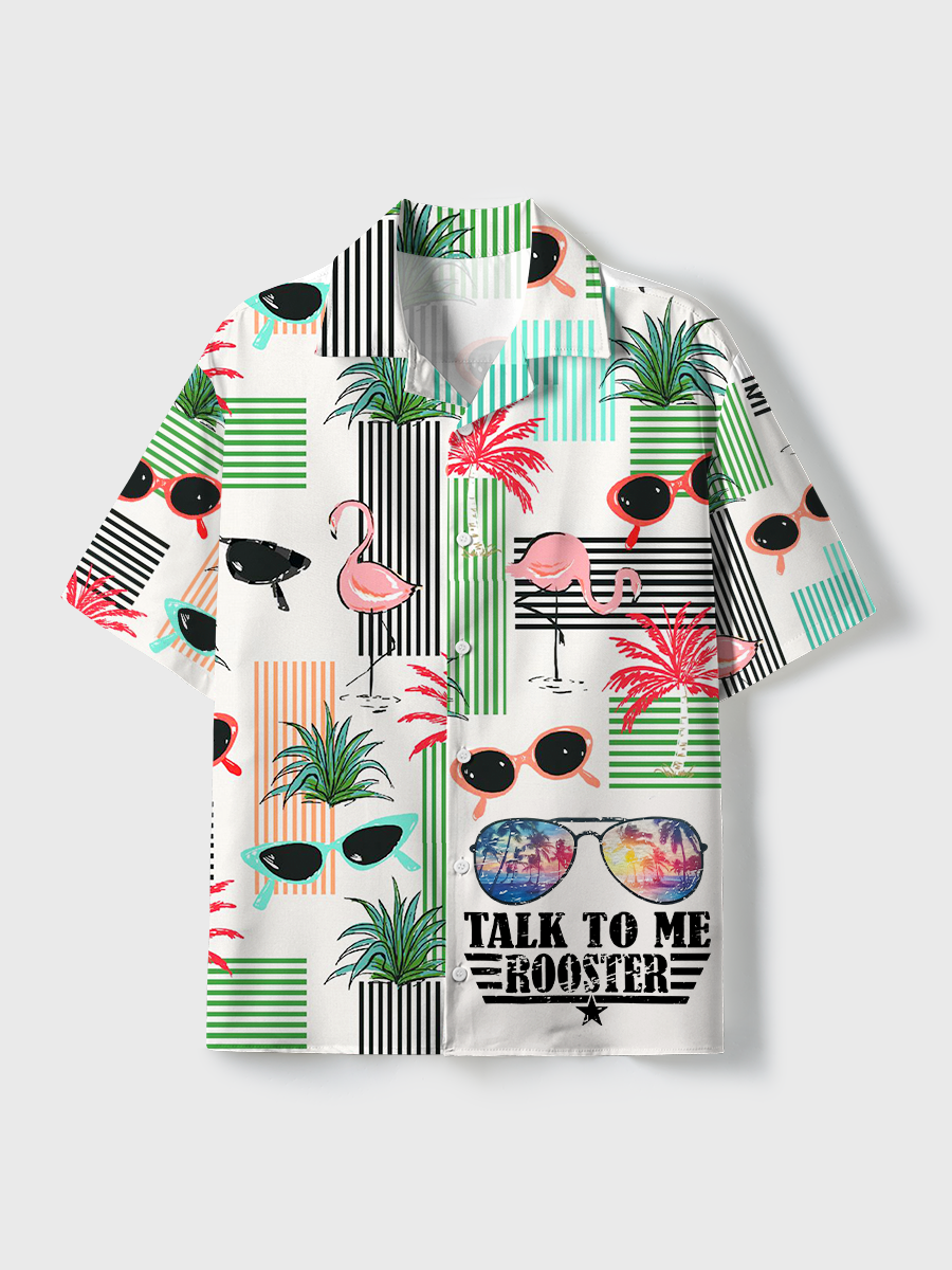 Talk To Me Unisex Hawaiian Beach Set Camp Collar Shirt And Shorts For Casual Summer Vacation