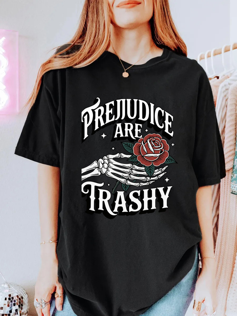 Vintage Skeleton And Rose Oversize Graphic Tee