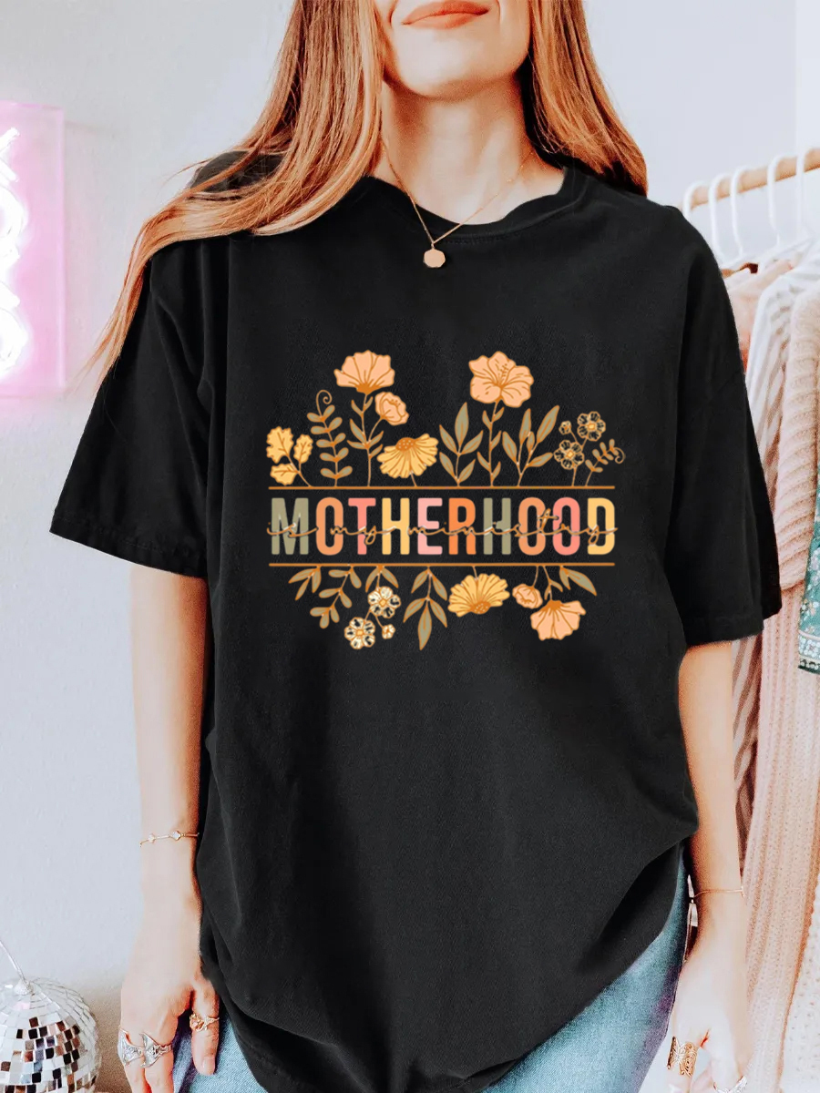 Vintage Floral Motherhood Is My Ministry Oversize Graphic Tee