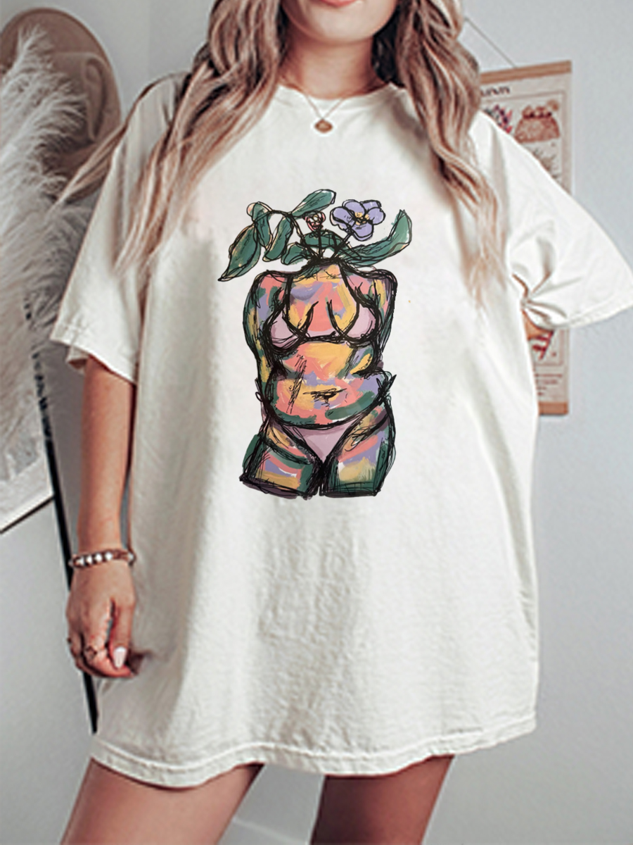 Vintage FlFine-Liner Body Positive Oversize Graphic Tee
