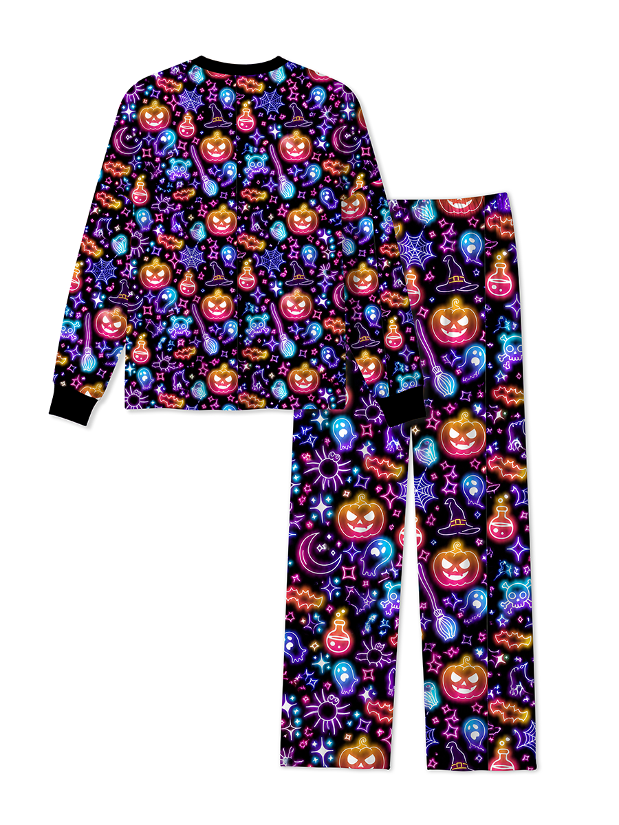 Vintage Halloween Pumpkin Witch Ghost Pajama