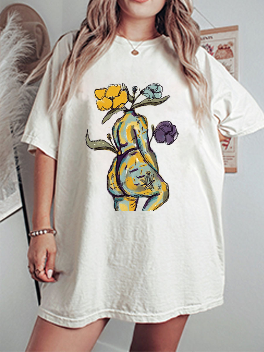 Vintage Floral Body Oversize Graphic Tee
