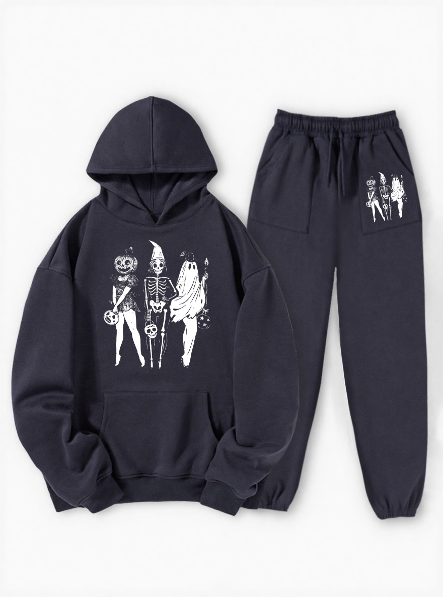 Vintage Spooky Girl Squad Fleece Hoodie Suit