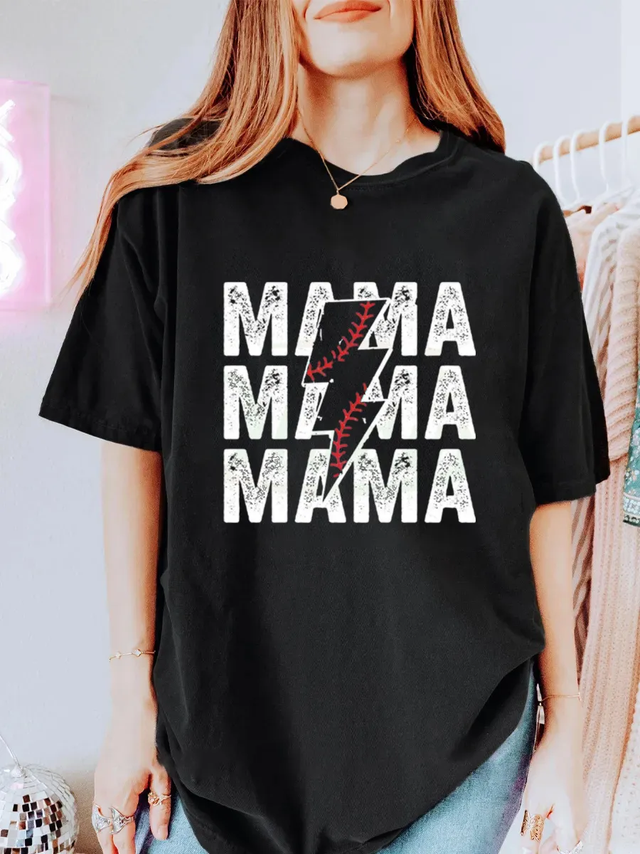 Vintage Baseball Mama Oversize Graphic Tee