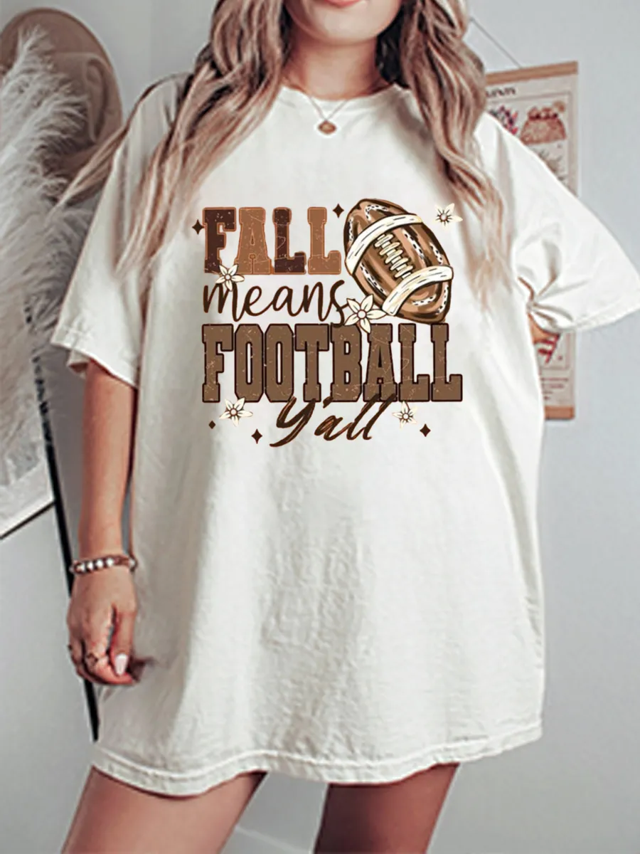 Vintage Fall Means Football Yall Oversize Graphic Tee