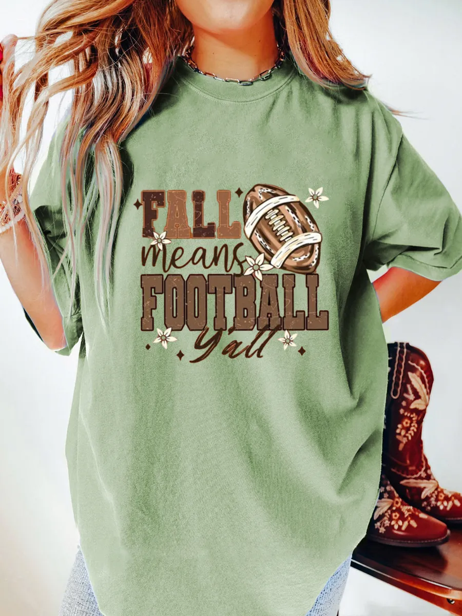 Vintage Fall Means Football Yall Oversize Graphic Tee