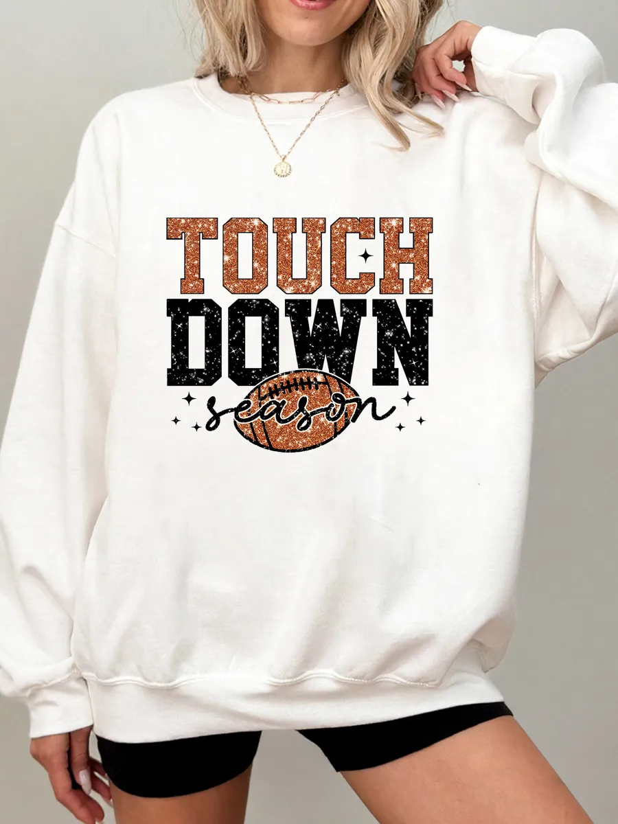 Vintage Touch Down Season Oversize Graphic Sweatshirt
