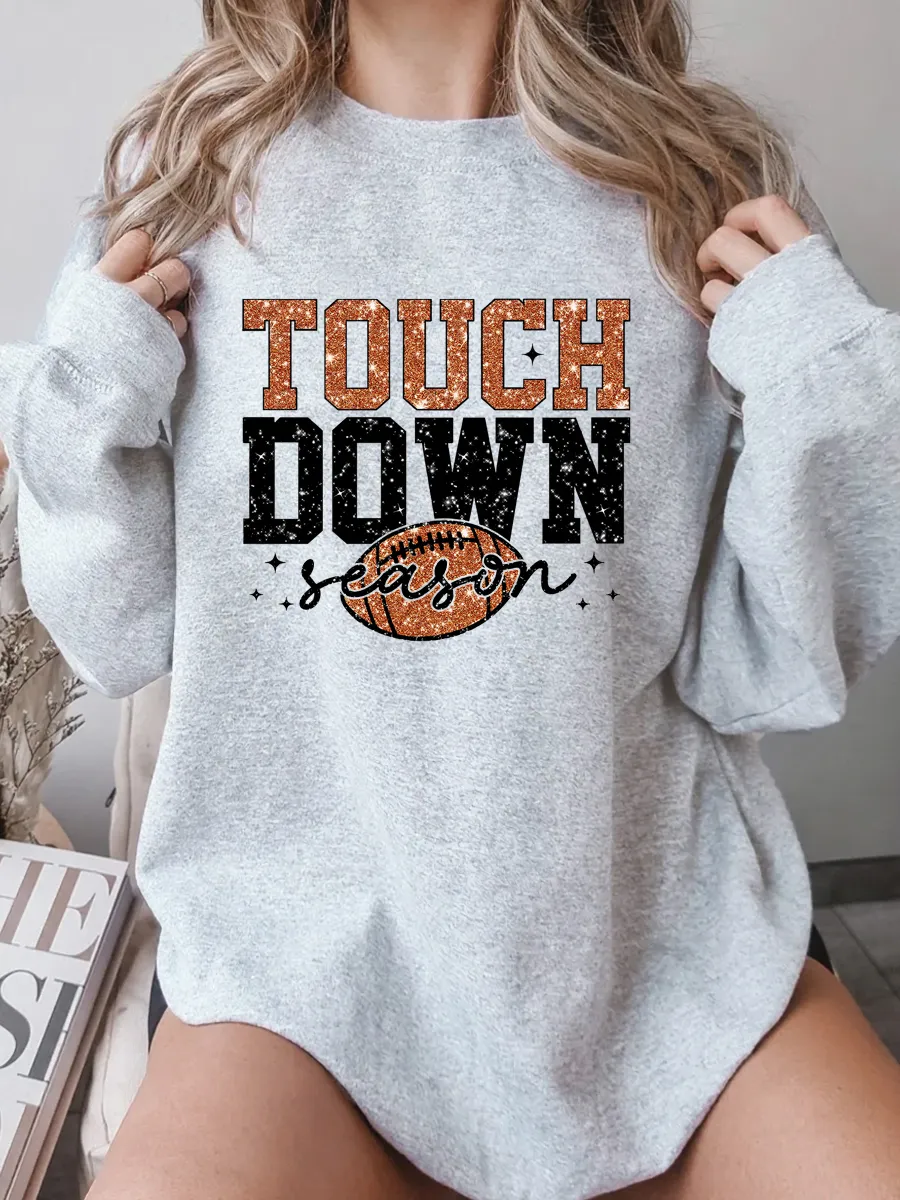 Vintage Touch Down Season Oversize Graphic Sweatshirt