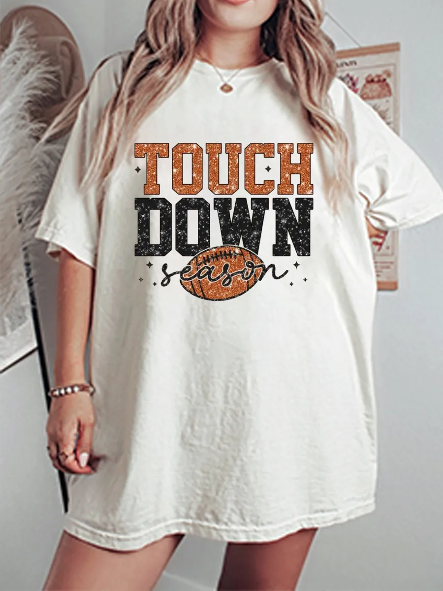 Vintage Touch Down Season Oversize Graphic Tee