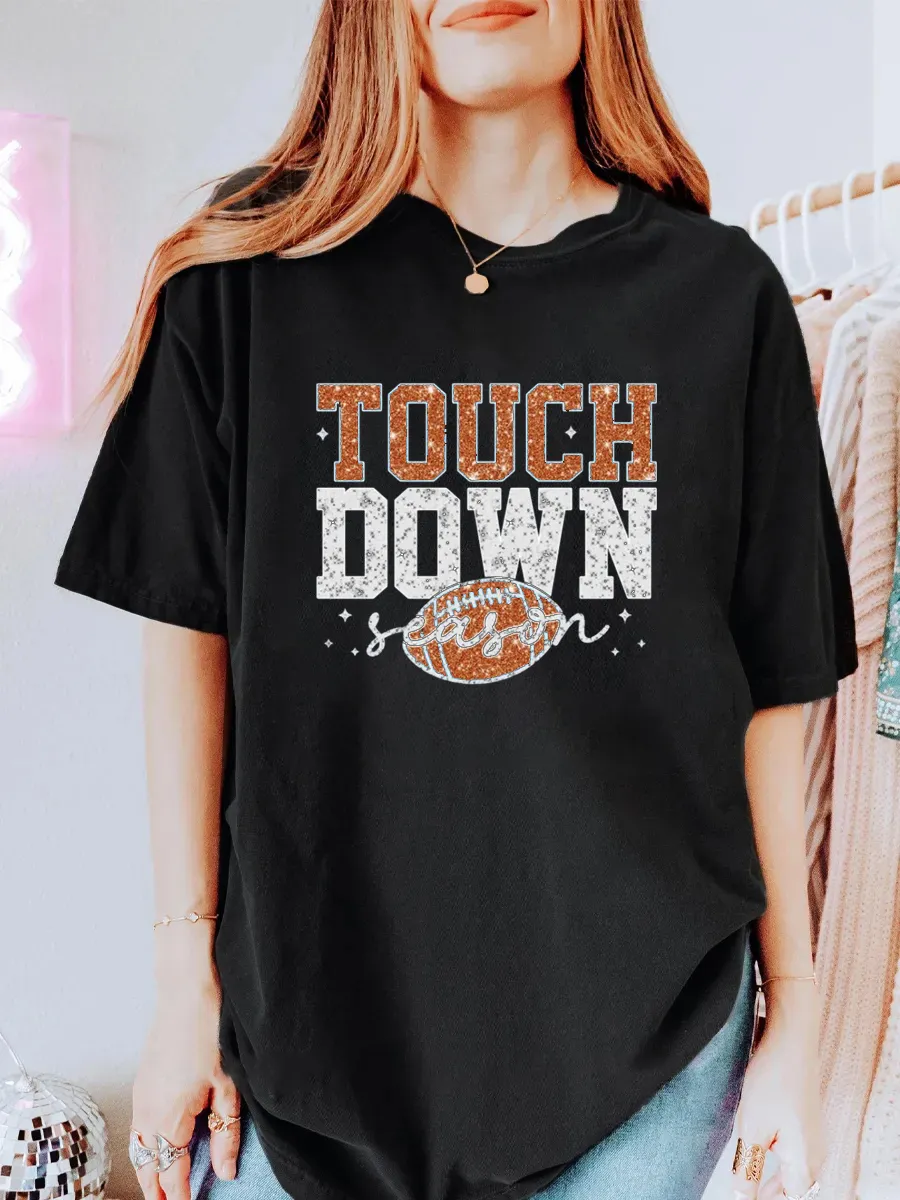 Vintage Touch Down Season Oversize Graphic Tee