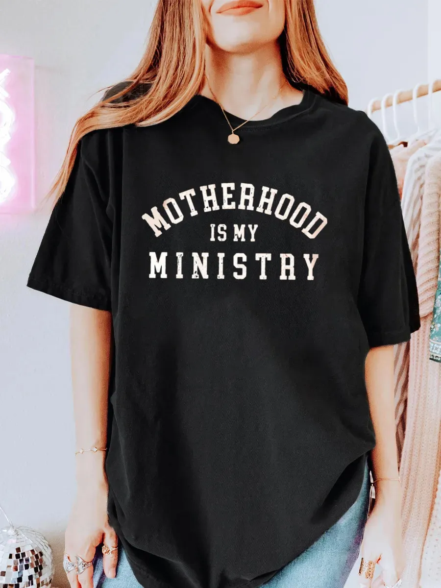 Vintage Motherhood Is My Ministry Oversize Graphic Tee