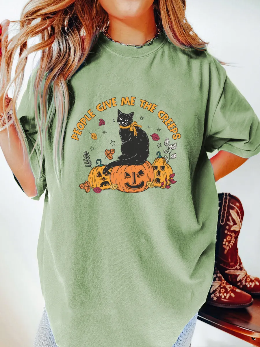 Vintage People Give Me The Creeps Oversize Graphic Tee