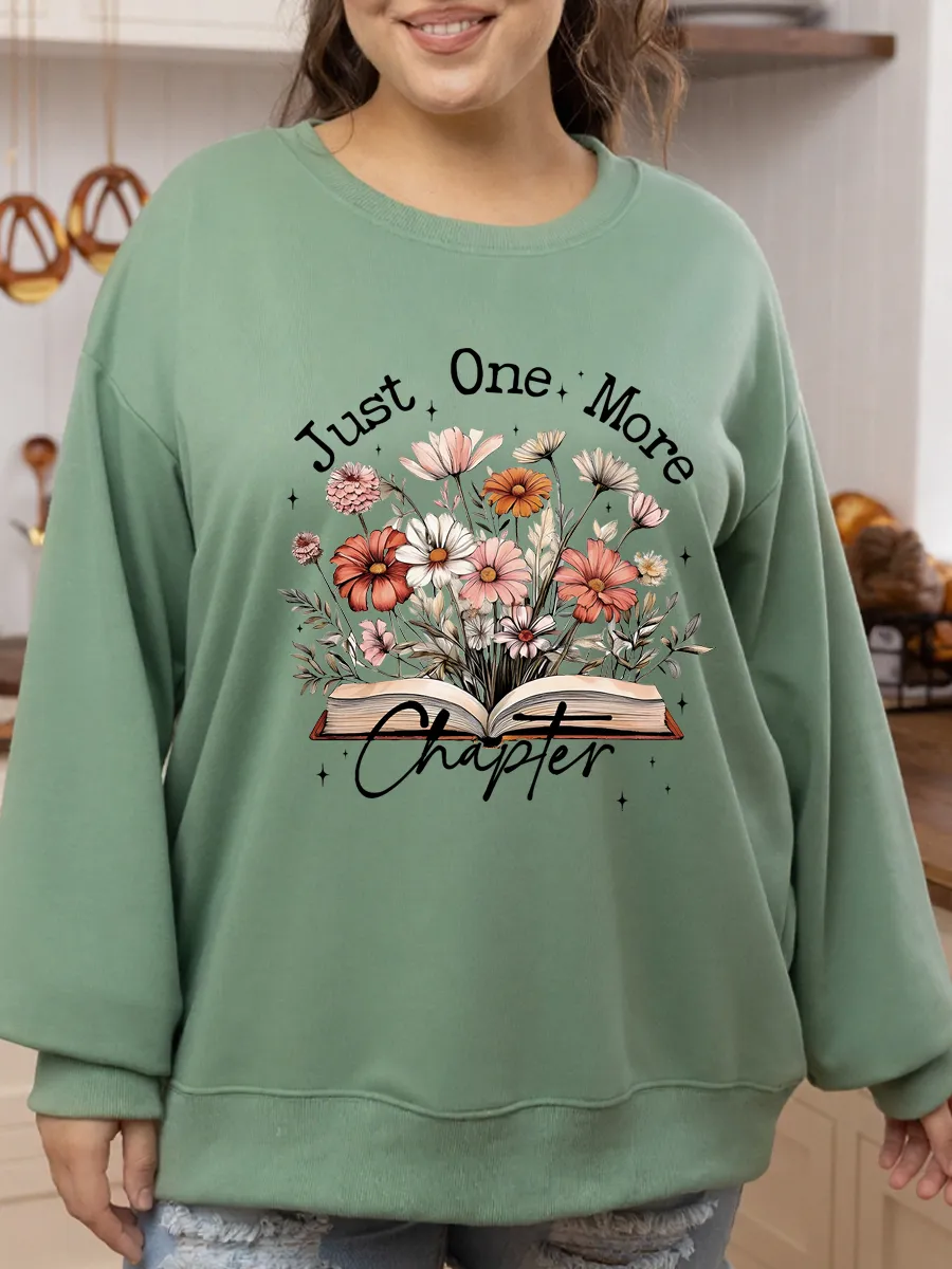 Vintage Just One More Chapter Oversize Graphic Sweatshirt