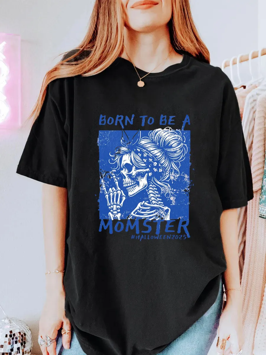 Vintage Born To Be A Momster Oversize Graphic Tee