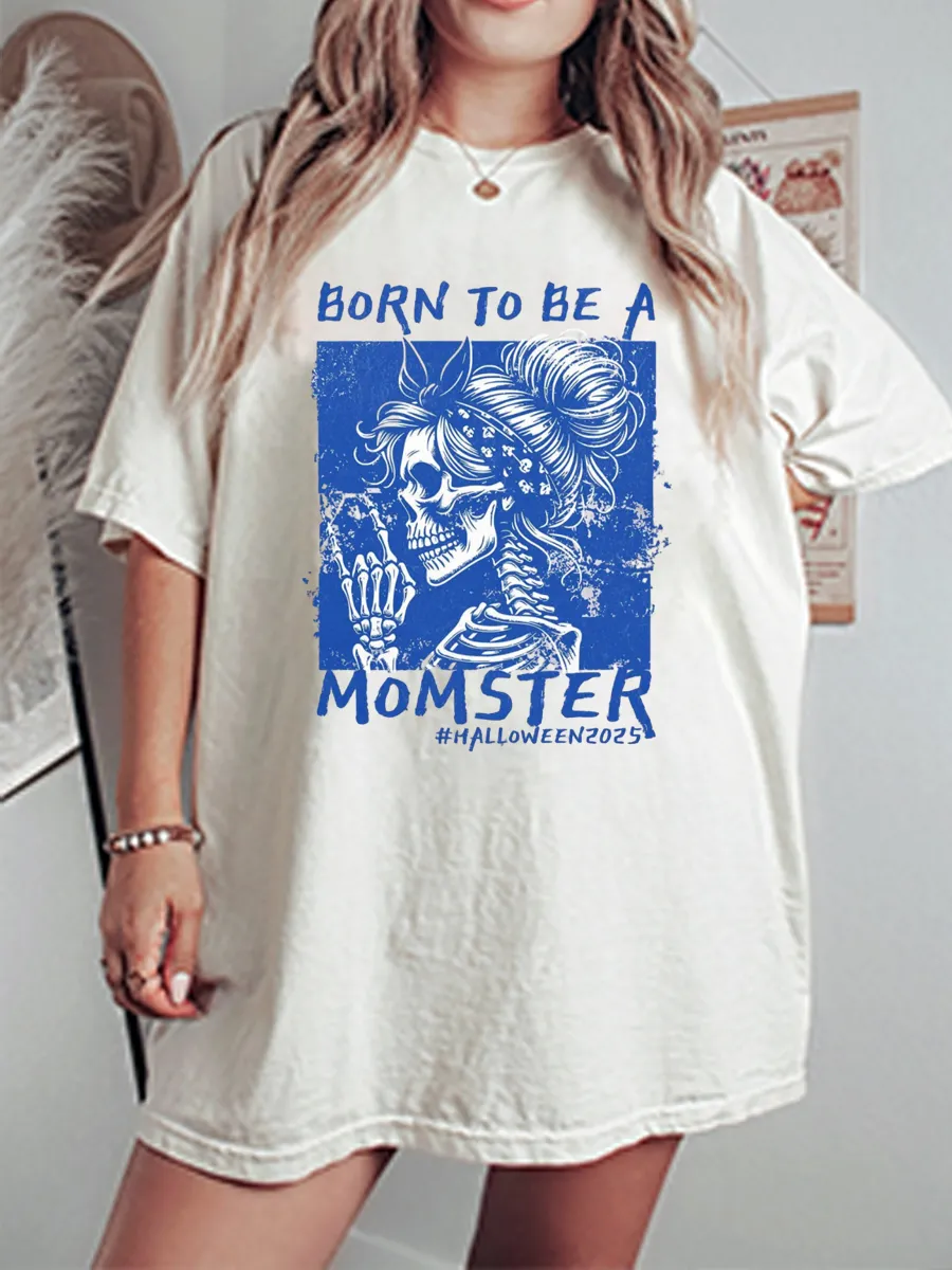 Vintage Born To Be A Momster Oversize Graphic Tee