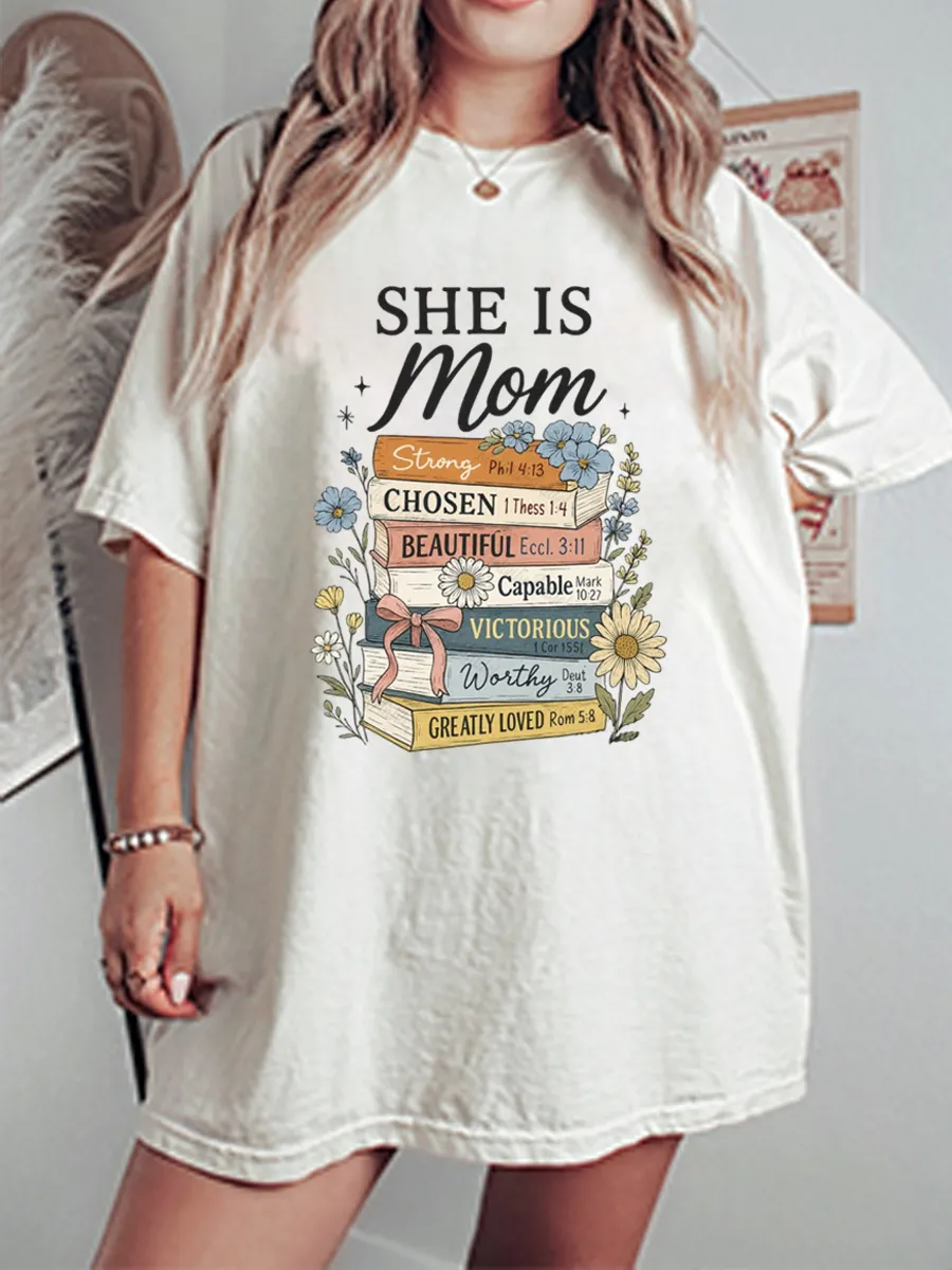 Vintage She Is Mom Oversize Graphic Tee
