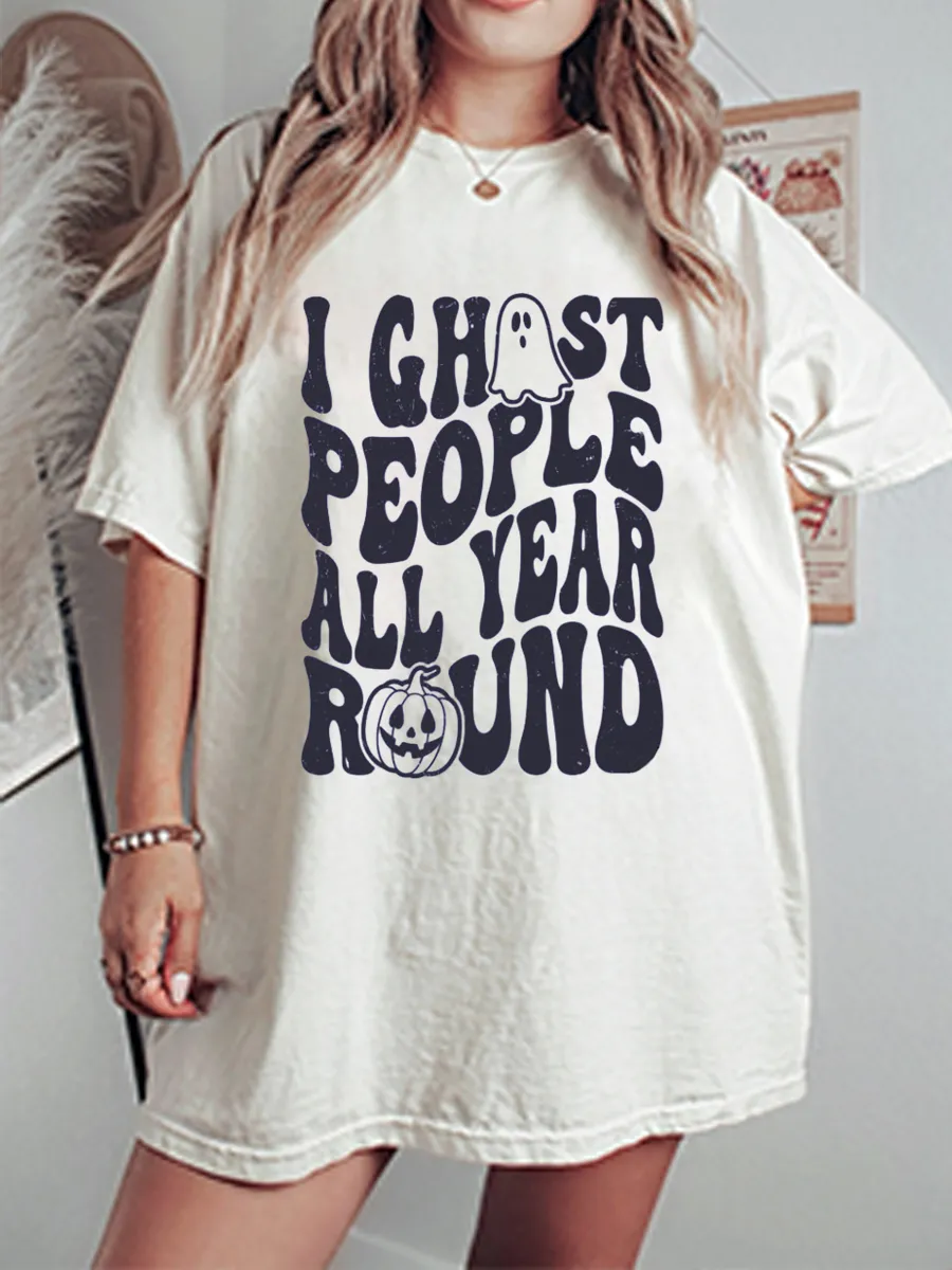 Vintage Ghost People Oversize Graphic Tee