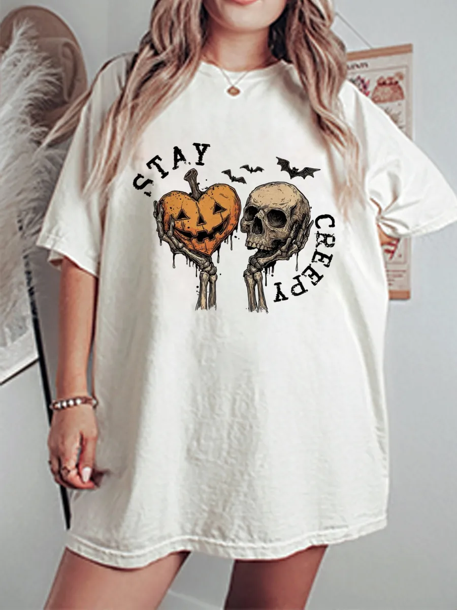 Vintage Stay Creepy Oversize Graphic Tee