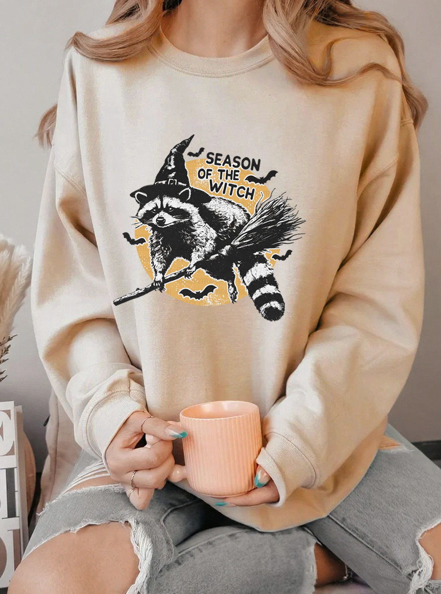 Vintage Season Of The Witch Oversize Graphic Sweatshirt