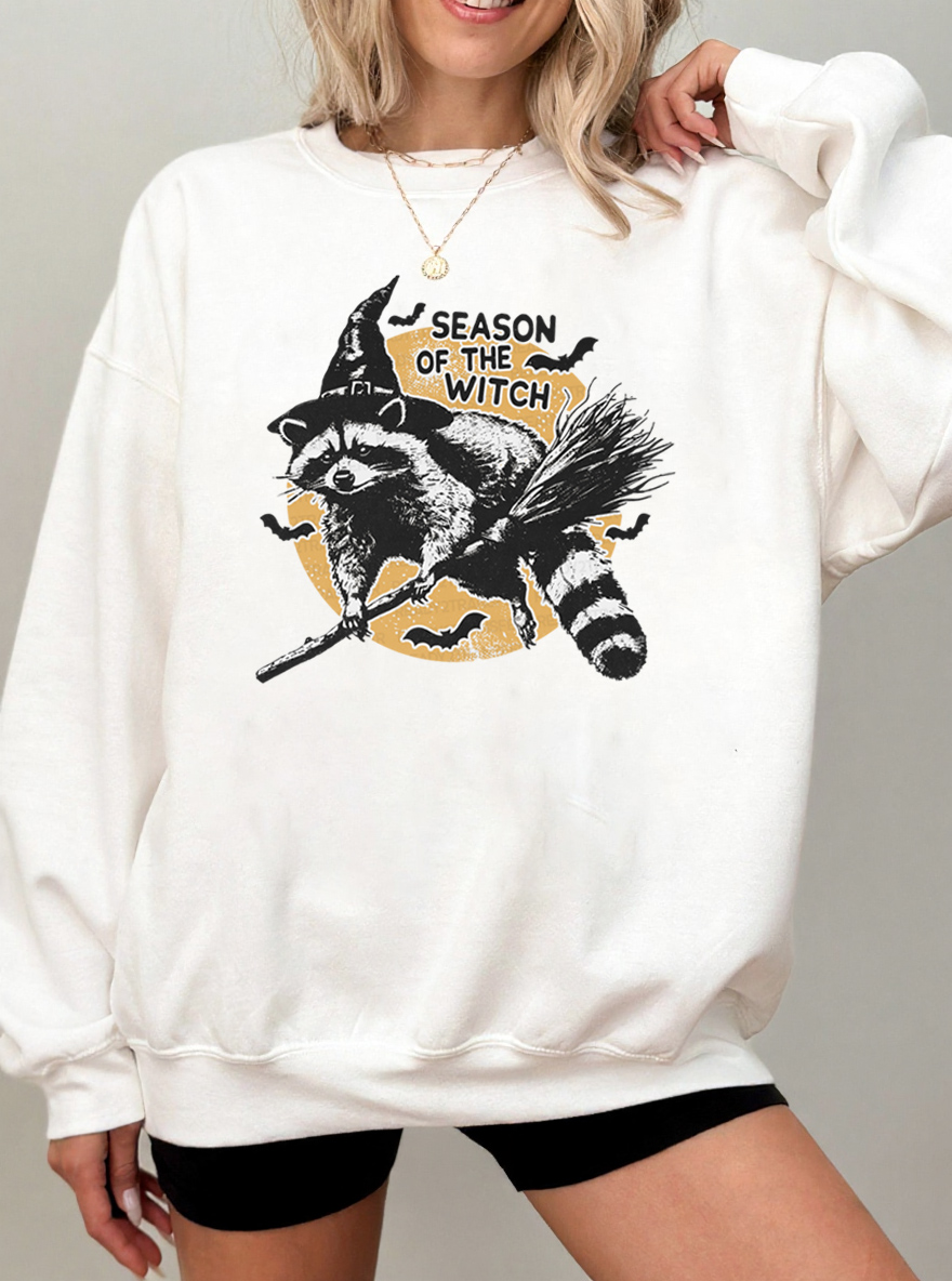 Vintage Season Of The Witch Oversize Graphic Sweatshirt