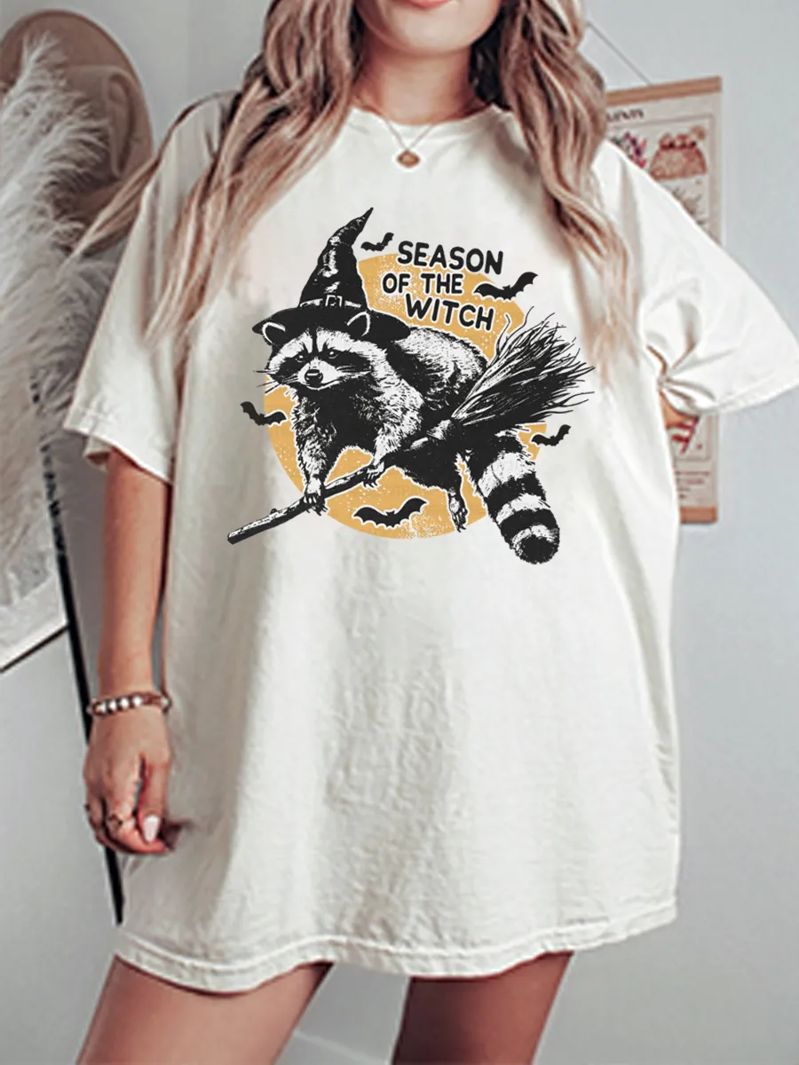 Vintage Season Of The Witch Oversize Graphic Tee