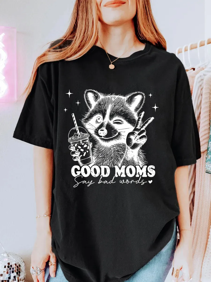 Vintage Good Moms Say Bad Words Oversize Graphic Tee