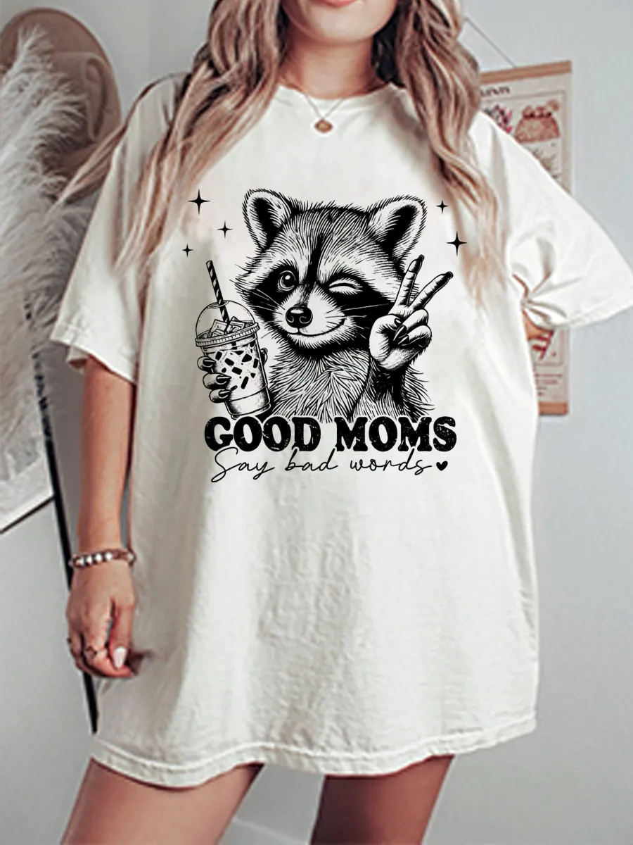 Vintage Good Moms Say Bad Words Oversize Graphic Tee