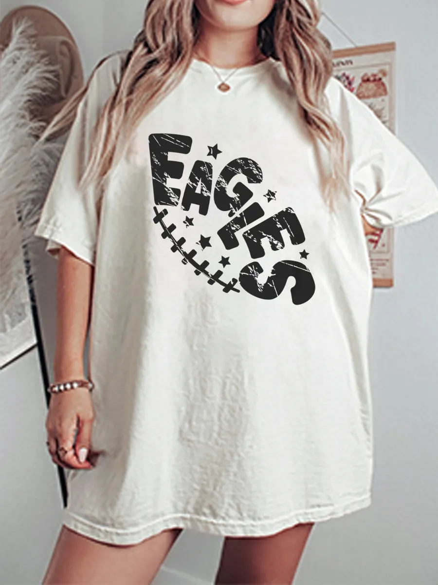 Vintage Eagles Team Oversize Graphic Tee
