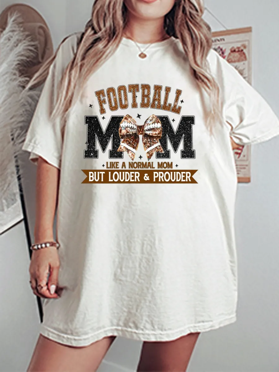 Vintage Football Mom Oversize Glitter Graphic Tee