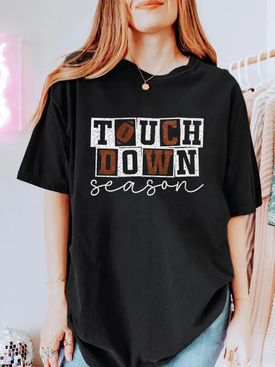 Vintage Football Season Oversize Glitter Graphic Tee