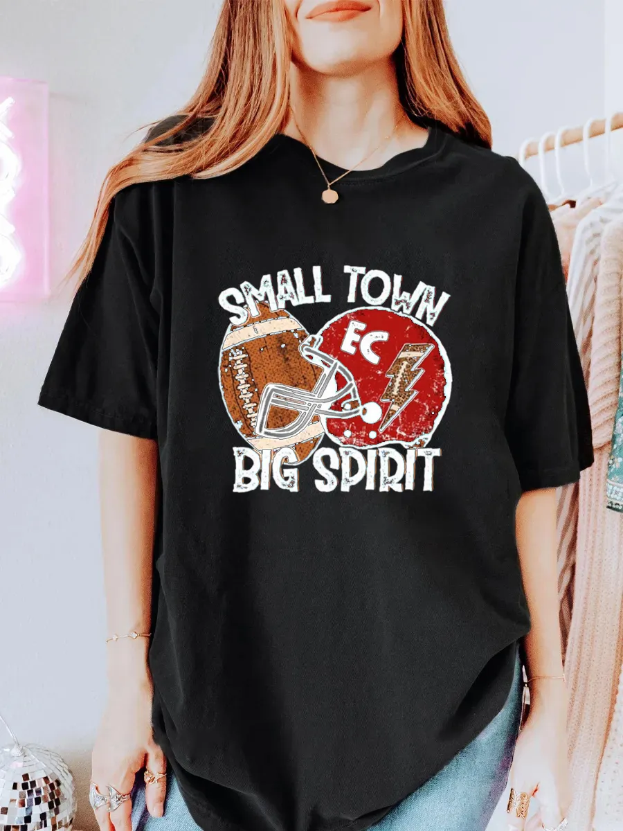 Vintage Small Town Big Spirit Oversize Graphic Tee