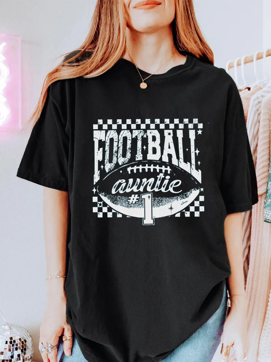 Vintage Auntie Football Oversize Graphic Tee