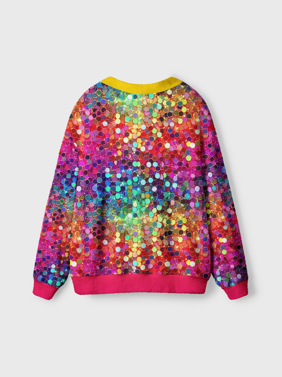 Vintage Dense Sequin Colorful Glitter Dots Cardigan Sweaters
