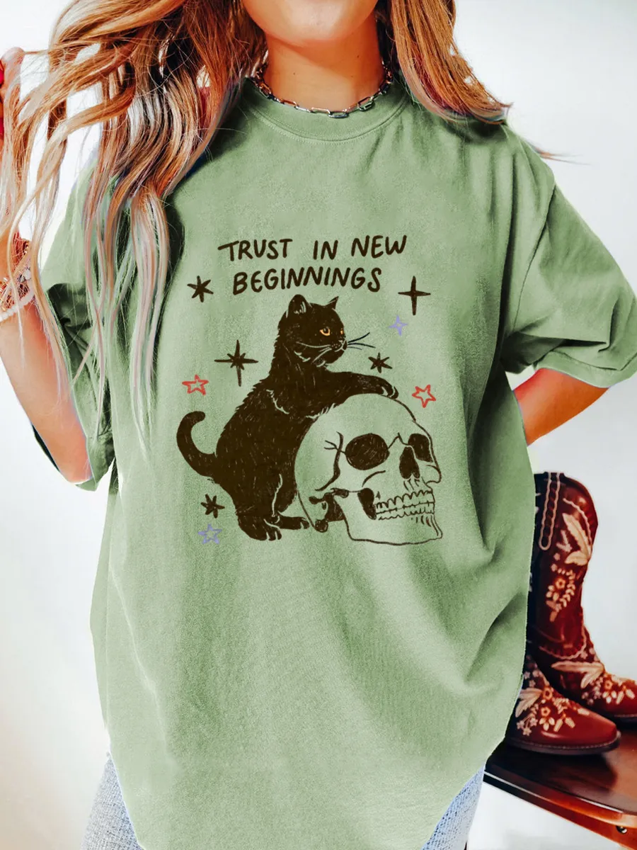 Vintage Trust In New Beginnings Oversize Graphic Tee