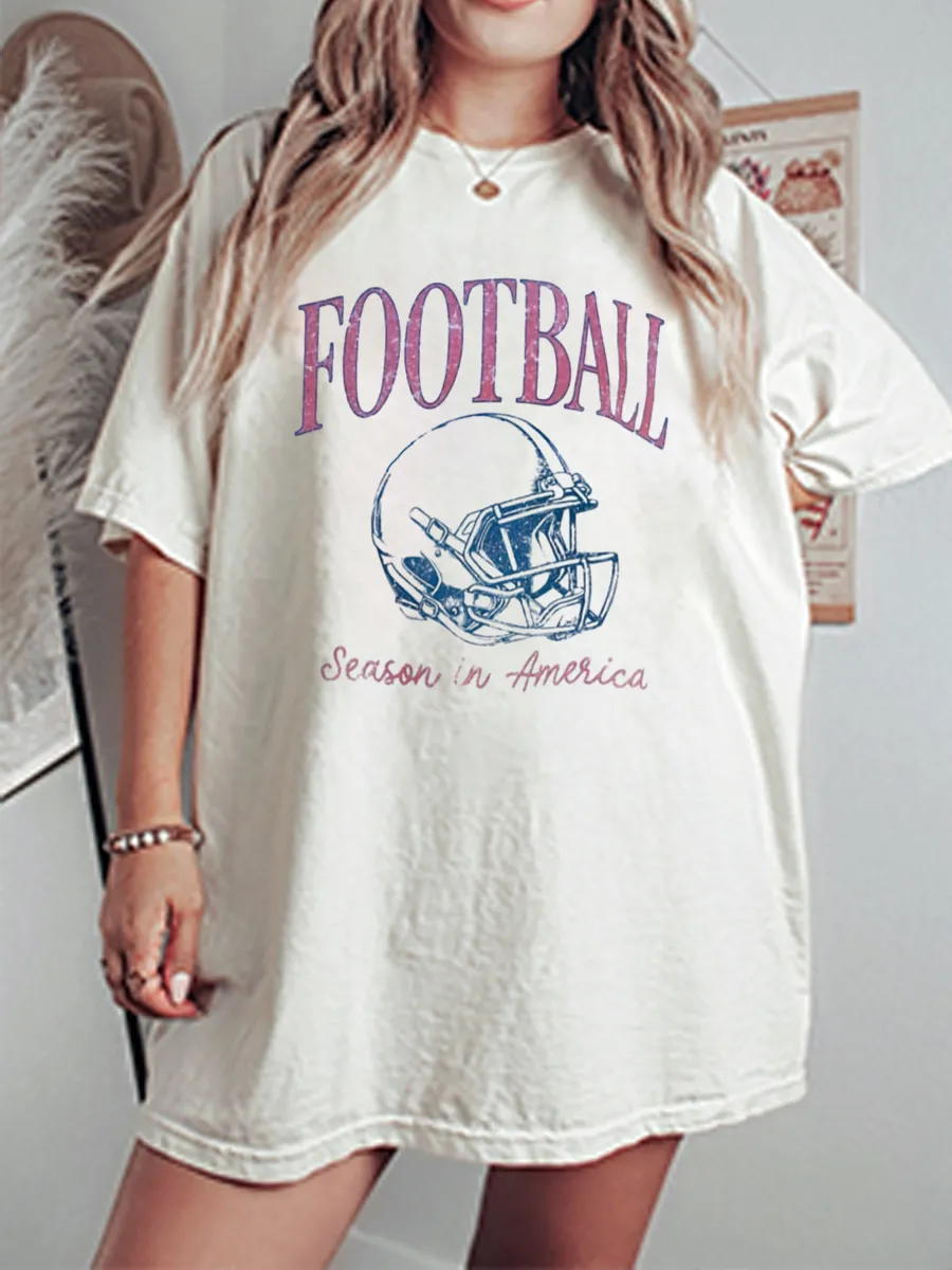 Vintage Football In America Oversize Graphic Tee