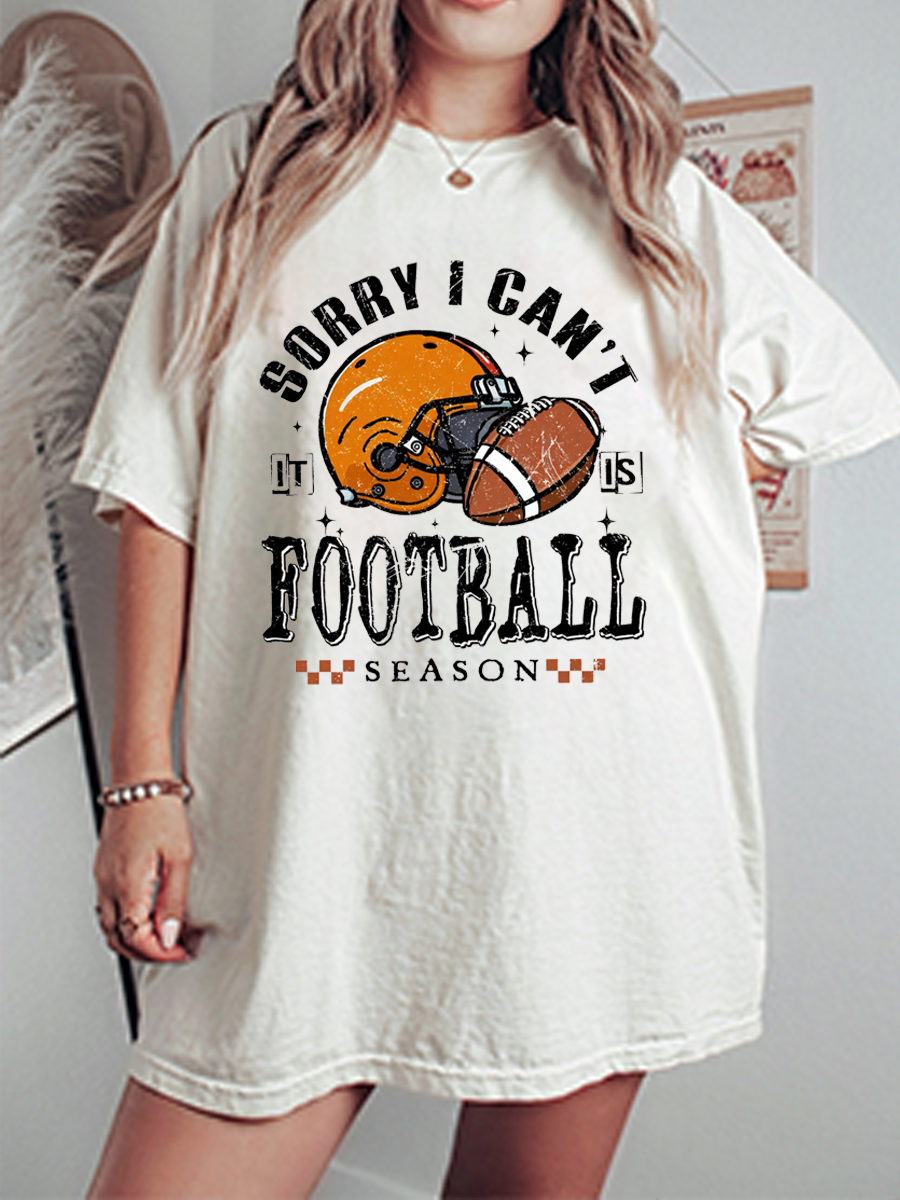 Vintage Sorry I Can't It Is Football Season Oversize Graphic Tee