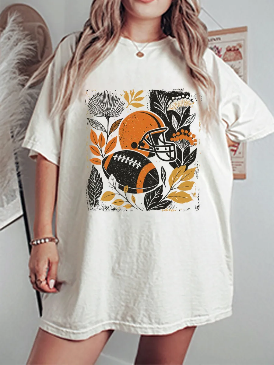 Vintage Fall Football Oversize Graphic Tee