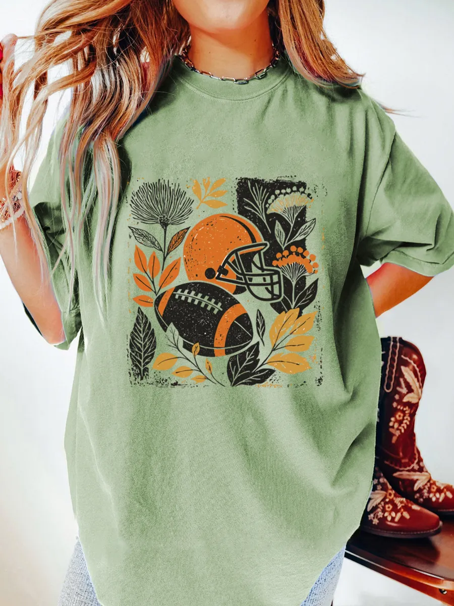Vintage Fall Football Oversize Graphic Tee