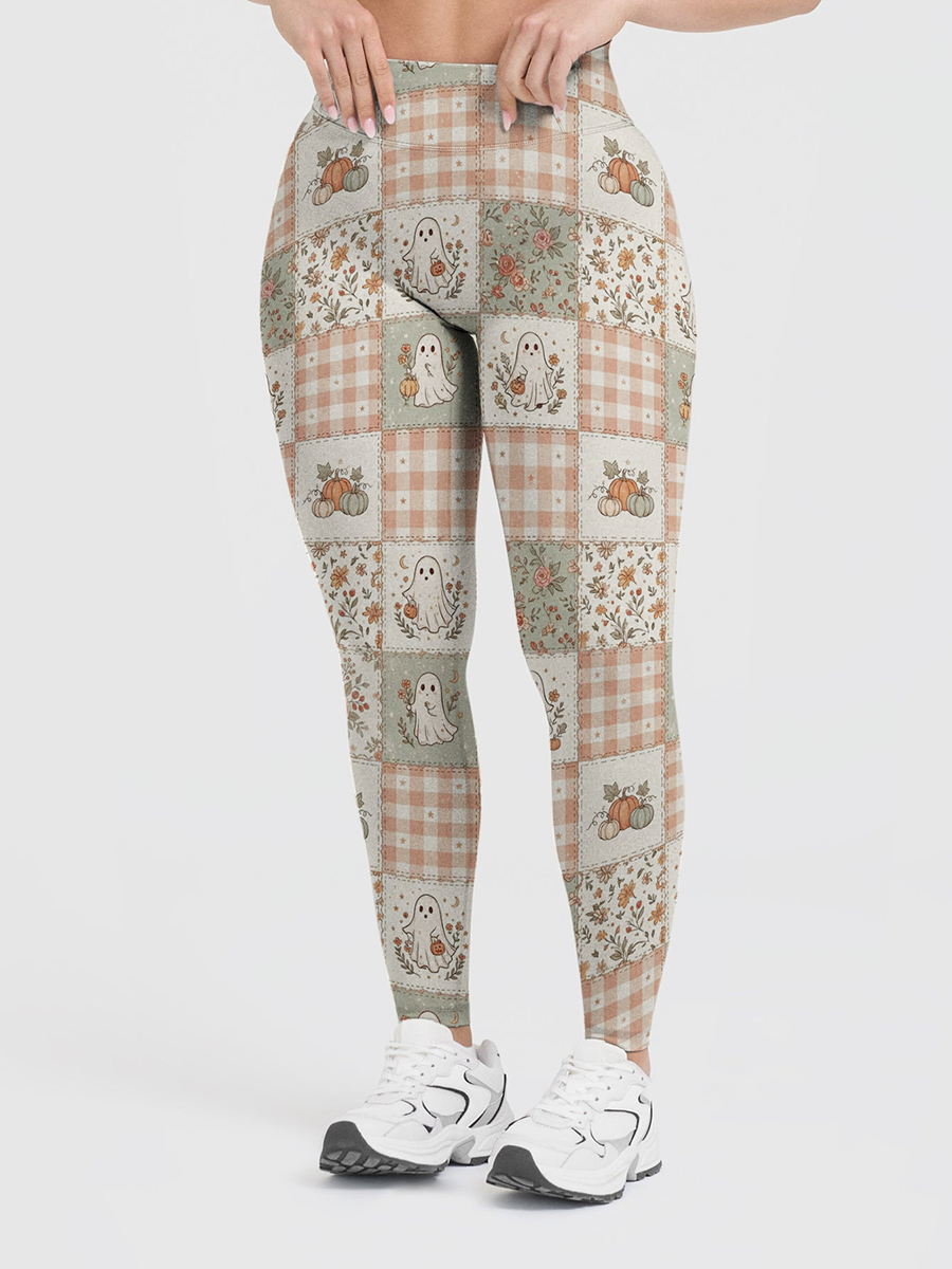 Vintage Shabby Chic Fall Patchwork Leggings