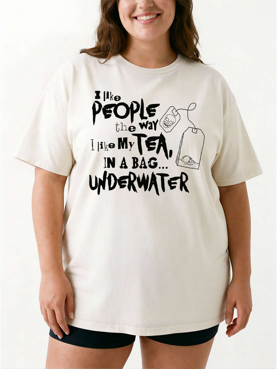Vintage I Like People The Way Oversize Graphic Tee