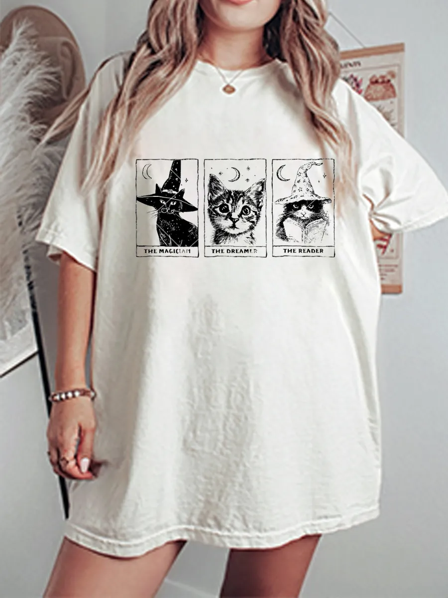Vintage Black Cats Lover Oversize Graphic Tee