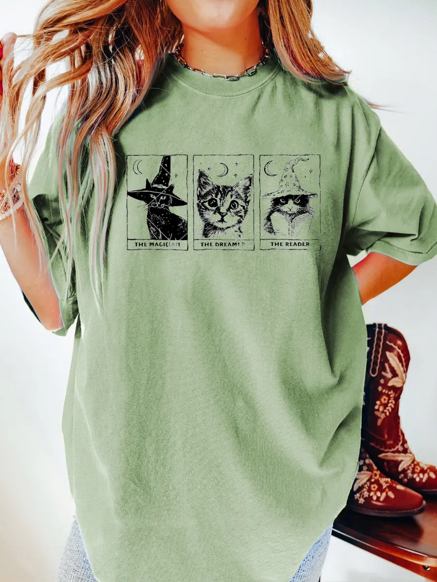 Vintage Black Cats Lover Oversize Graphic Tee