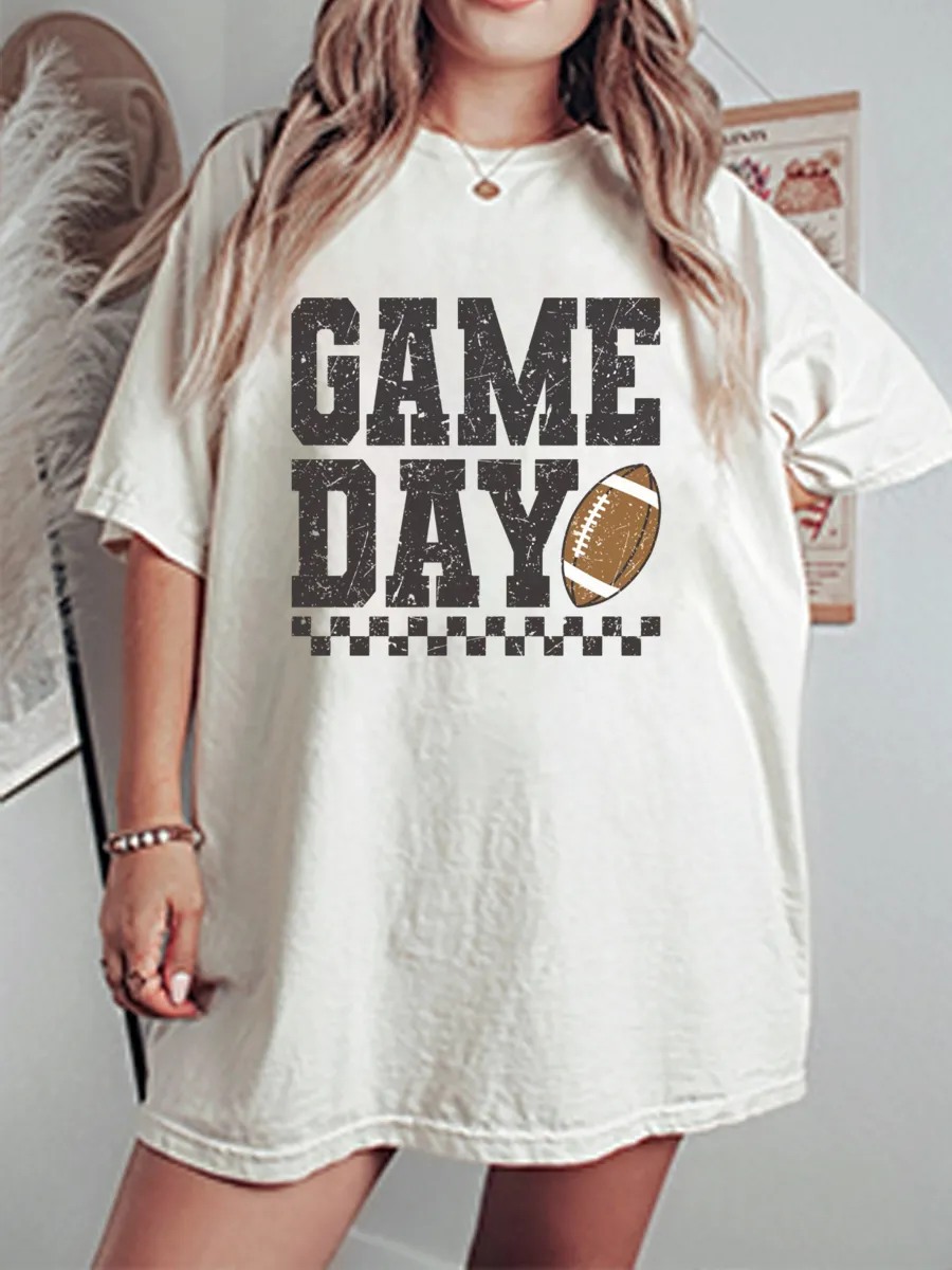 Vintage Game Day Football Oversize Graphic Tee