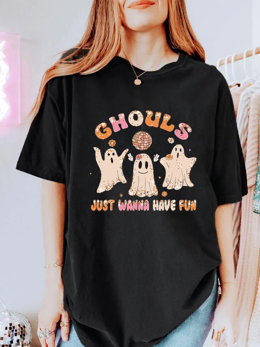 Vintage Ghouls Just Wanna Have Fun Oversize Graphic Tee