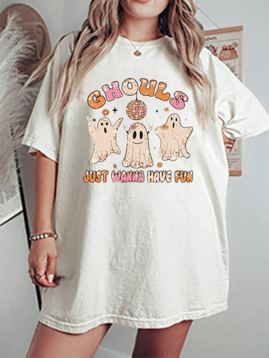 Vintage Ghouls Just Wanna Have Fun Oversize Graphic Tee
